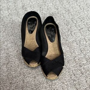 Lauren Ralph Lauren Black Espadrille Peep-Toe Shoes